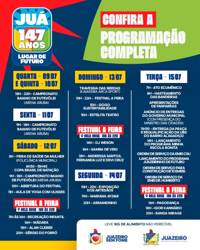 Juazeiro 147 Anos – Cultura: Cidade celebra aniversário com quatro dias de música, artesanato, gastronomia e diversão para toda a família