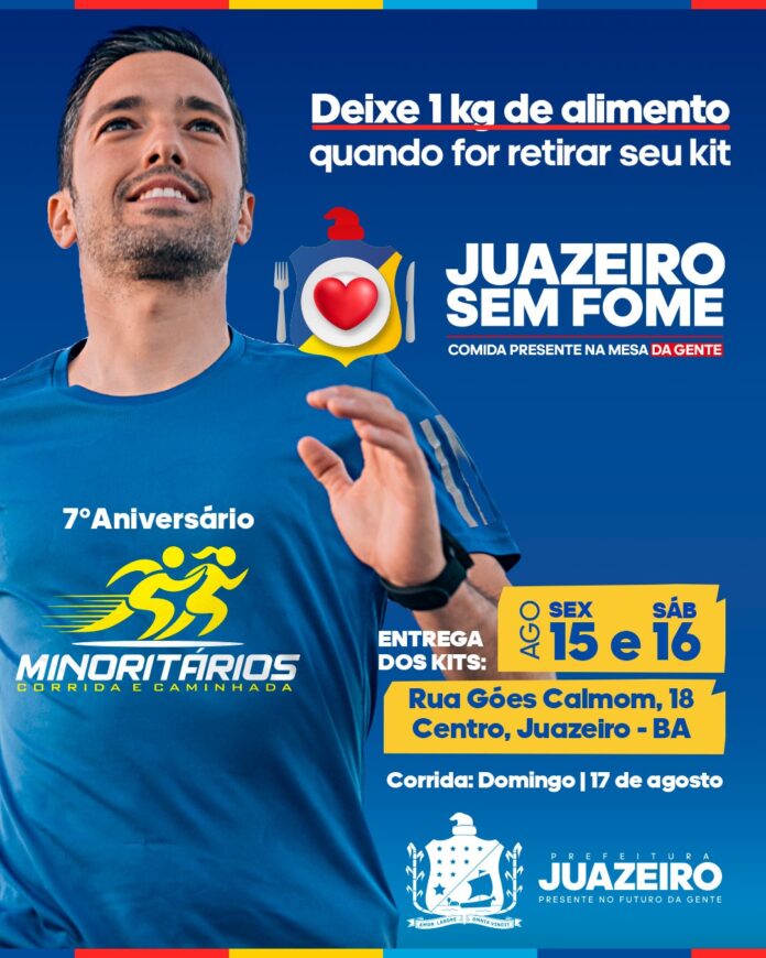 Programa Juazeiro Sem Fome apoia a Corrida de 7ª anos do Grupo Minoritários com ação solidária de entrega de alimentos