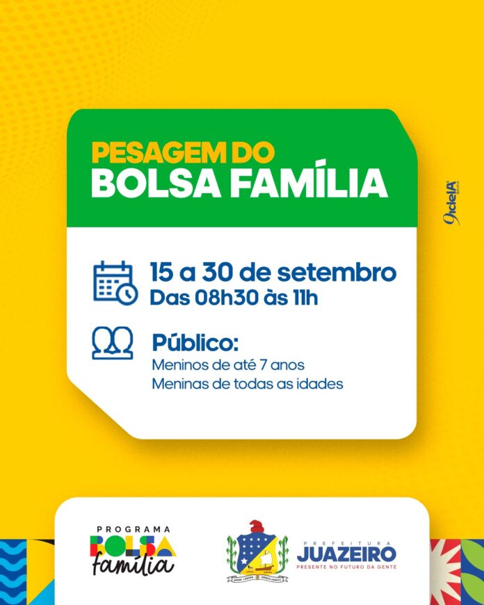 Prefeitura de Juazeiro inicia novo ciclo de pesagens obrigatórias do Bolsa Família; veja calendário