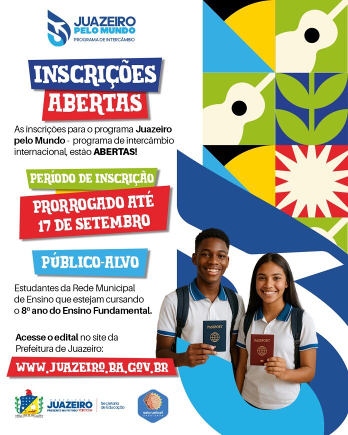 Prefeitura de Juazeiro prorroga inscrições para o programa de Intercâmbio cultural internacional