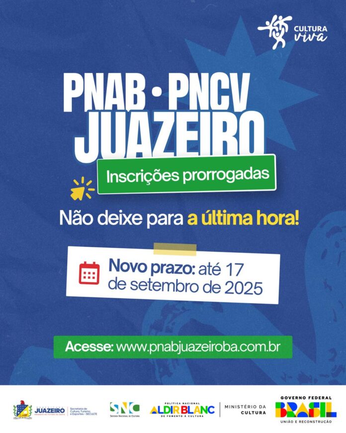 Inscrições para editais da PNAB em Juazeiro são prorrogadas; prazo encerra nesta quarta-feira (17)