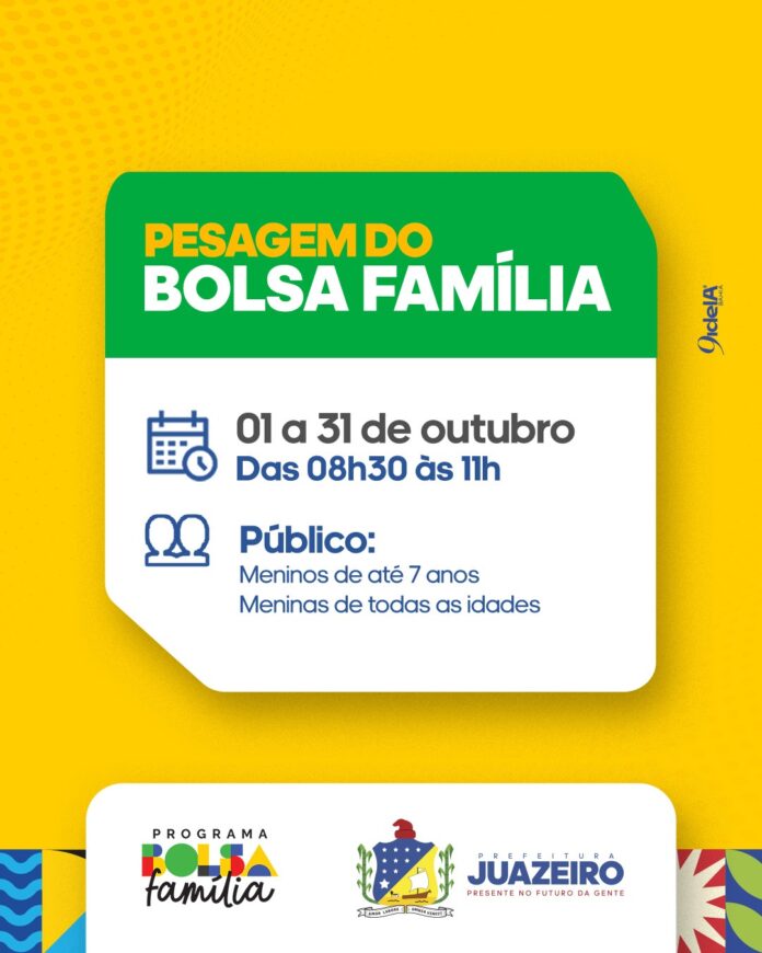 Prefeitura de Juazeiro divulga novo ciclo de pesagens obrigatórias do Bolsa Família; veja calendário Prefeitura de Juazeiro divulga novo ciclo de pesagens obrigatórias do Bolsa Família; veja calendário