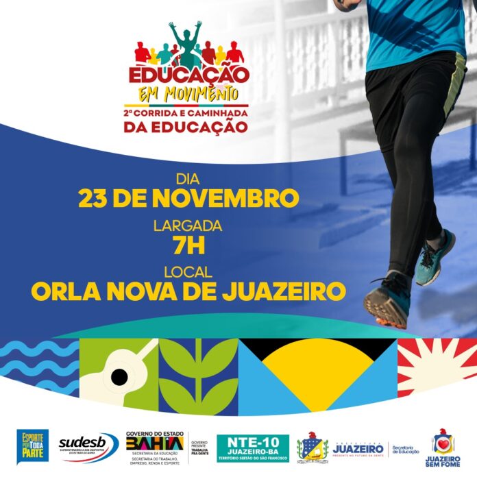 II Corrida e Caminhada da Educação vai reunir profissionais e estudantes das redes municipal e estadual de ensino de Juazeiro