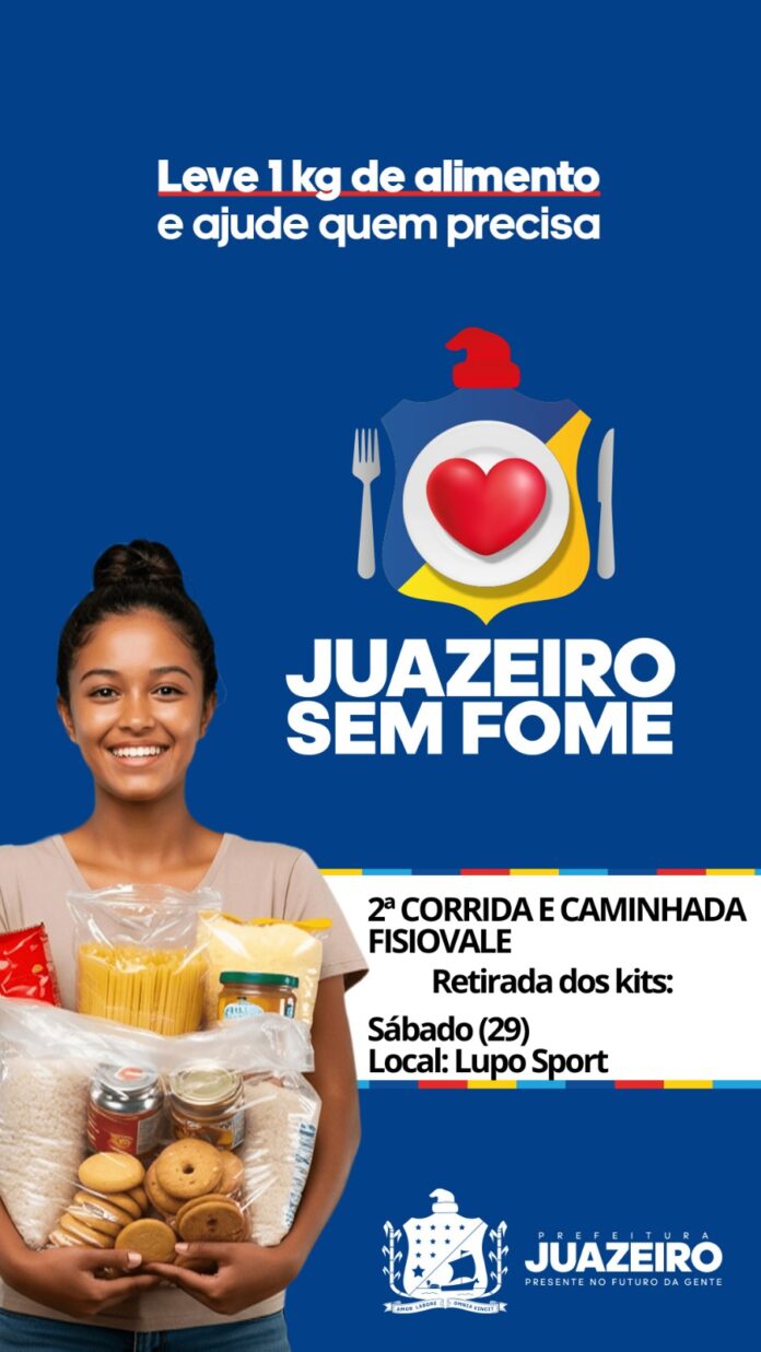 Entrega de kits para a 2ª Corrida e Caminhada Fisiovale em Juazeiro contará com arrecadação de alimentos para o programa Juazeiro Sem Fome