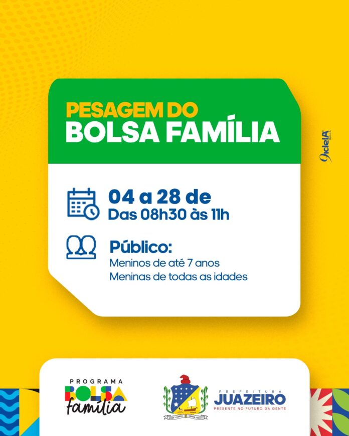 Prefeitura de Juazeiro divulga novo ciclo de pesagens obrigatórias do Bolsa Família no mês de novembro; veja calendário