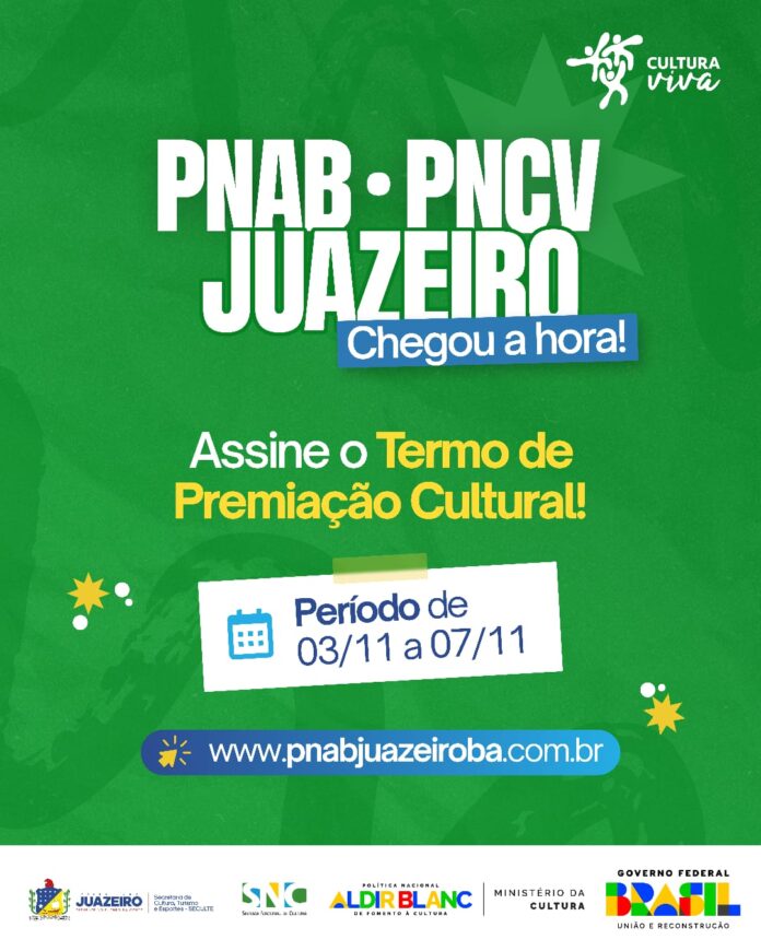 Contemplados nos editais da PNAB, em Juazeiro, devem assinar Termos de Execução Cultural e de Premiação Cultural a partir desta segunda-feira (3)