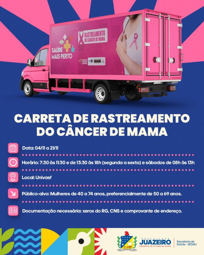 Juazeiro recebe Carreta de Rastreamento do Câncer de Mama com mais de 2 mil exames gratuitos
