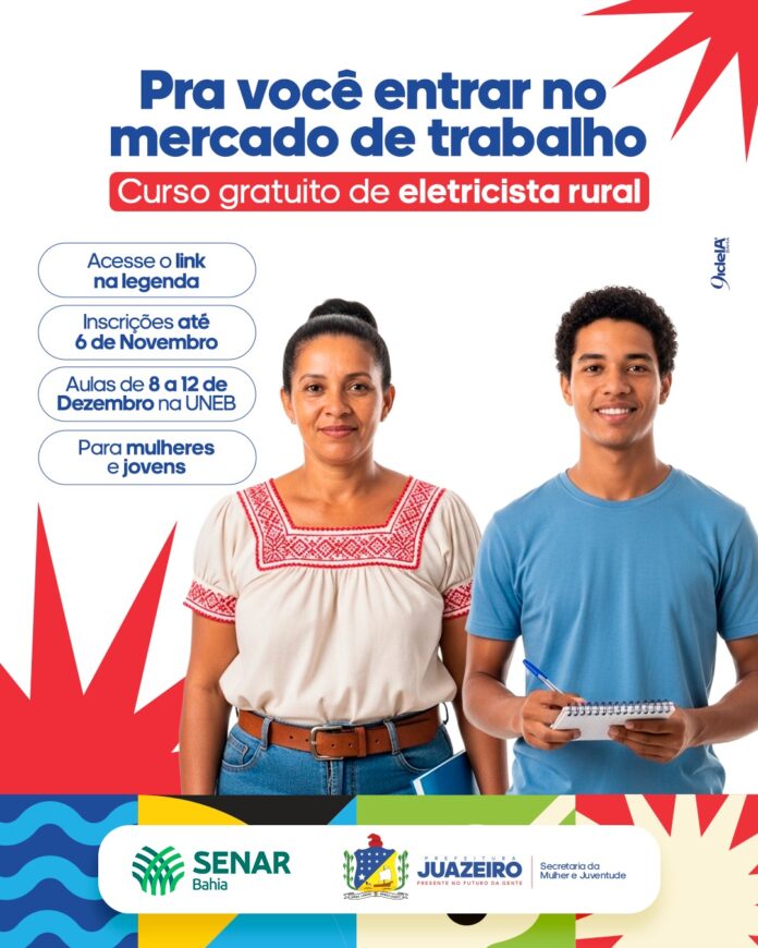 Eletricista Rural com foco em mulheres e jovens: inscrições para curso oferecido pela Prefeitura de Juazeiro terminam nesta quinta-feira (6)