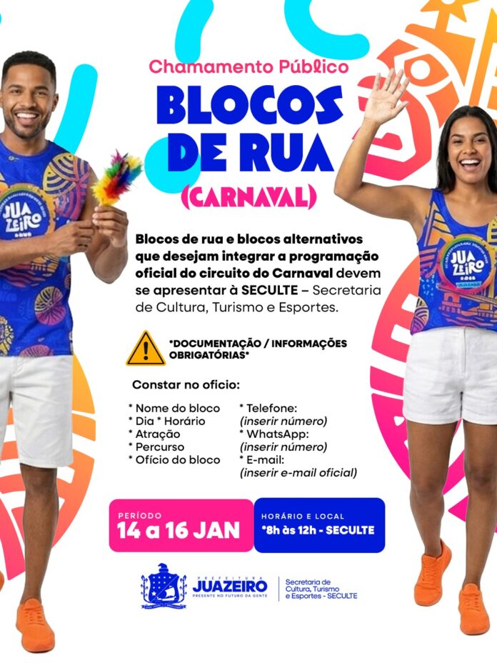 Carnaval de Juazeiro: Seculte convoca blocos e reforça alerta do Ministério Público sobre proibição de paredões
