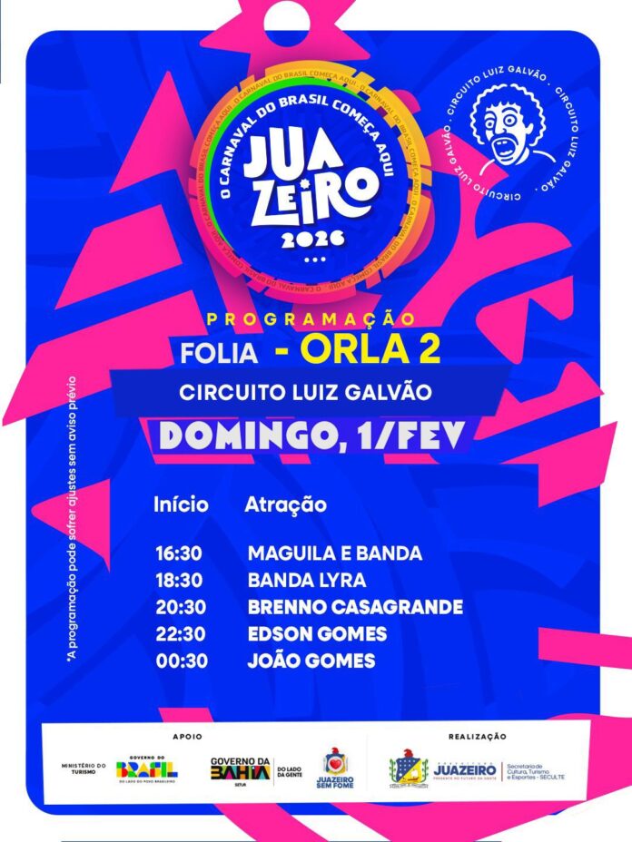 Palco Orla recebe João Gomes, Edson Gomes, Escandurras e Banda Mel; confira a programação completa do Circuito Luiz Galvão