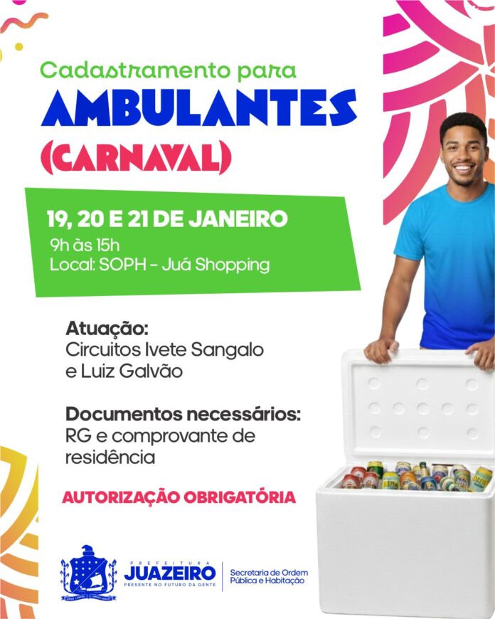 Prefeitura de Juazeiro abre credenciamento para comércio no Carnaval 2026