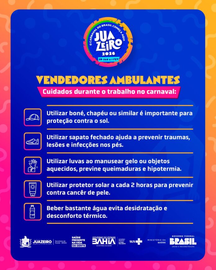 Sesau orienta vendedores ambulantes sobre cuidados com a saúde durante o Carnaval de Juazeiro