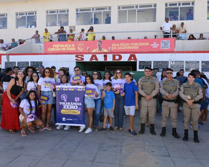 Futebol e conscientização: Campanha contra o feminicídio marca a partida entre Juazeirense e Bahia.