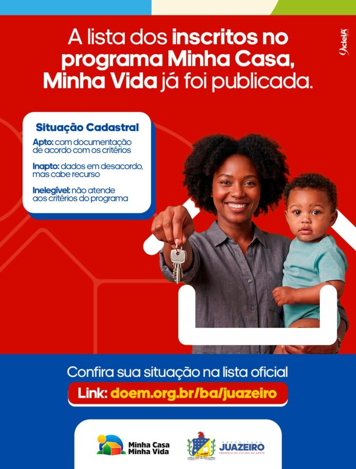 Prefeitura de Juazeiro divulga listas de inscritos aptos, inaptos e inelegíveis do Programa Minha Casa, Minha Vida e abre prazo para recursos