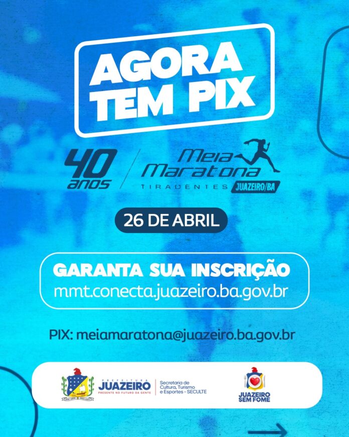 Meia Maratona Tiradentes: inscrições passam a aceitar Pix como forma de pagamento