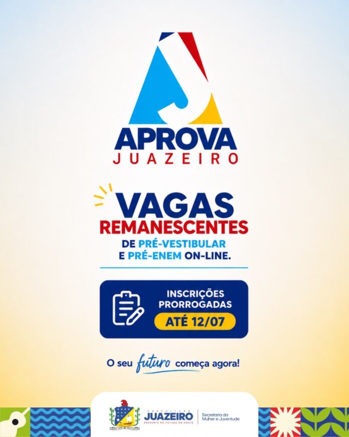 Inscrições para vagas remanescentes do Aprova Juazeiro on-line são prorrogadas até 12 de julho