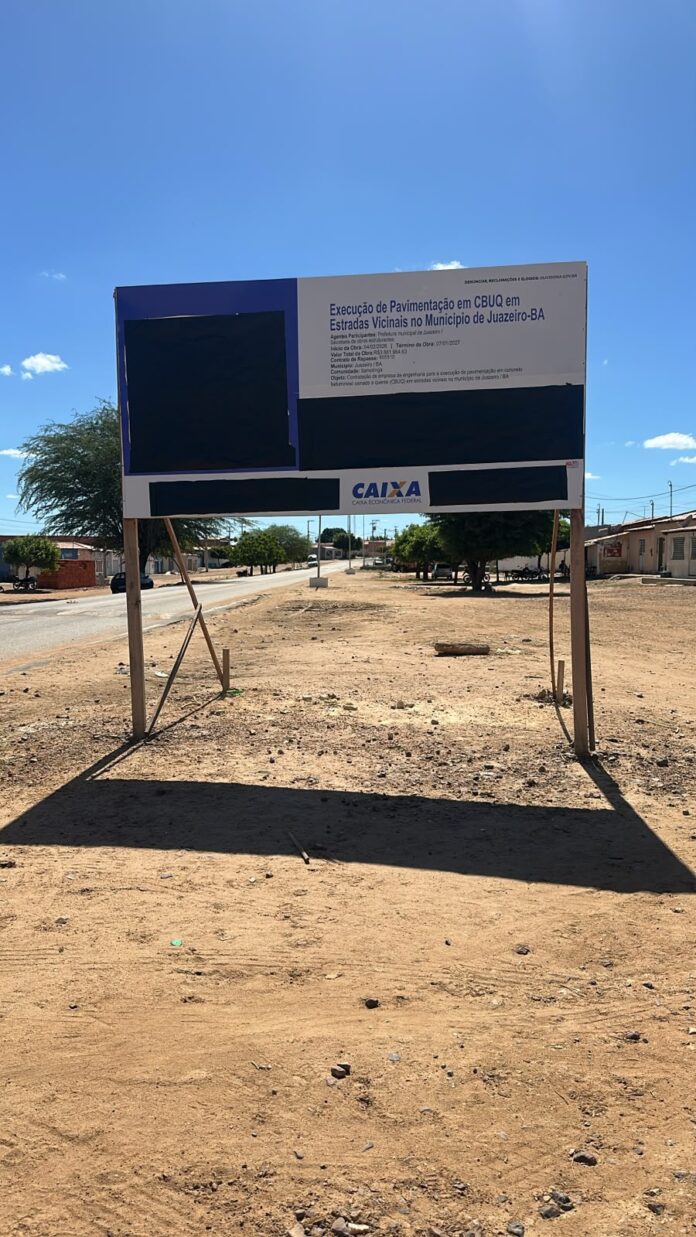 Prefeitura de Juazeiro adequa placas de obras em cumprimento à legislação eleitoral