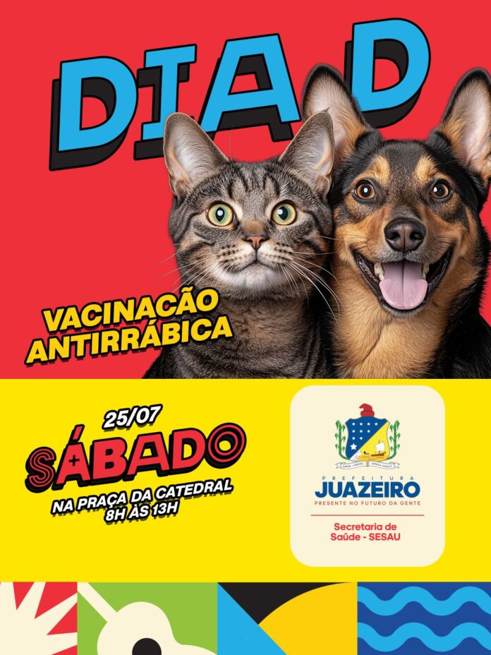Juazeiro realiza Dia D de Vacinação Antirrábica neste sábado (25), na Praça da Bandeira