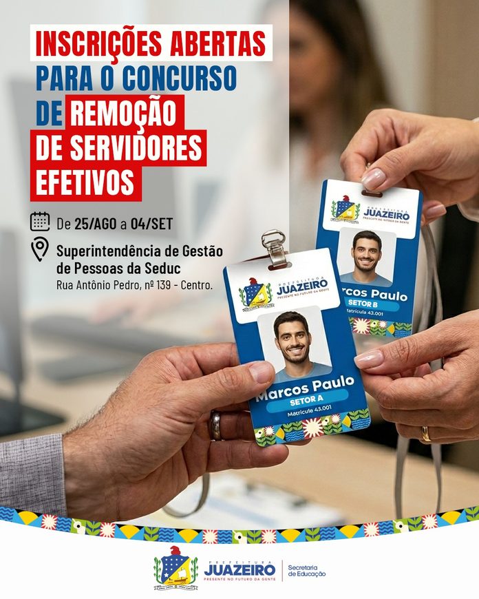 Secretaria de Educação abre inscrições para Concurso de Remoção de servidores efetivos