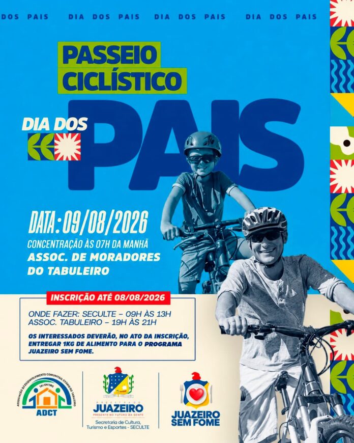 Prefeitura de Juazeiro realiza Passeio Ciclístico em comemoração ao Dia dos Pais neste domingo (9)