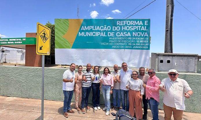 Obras de reforma e ampliação do hospital de Casa Nova recebem visita da secretária estadual Roberta Santana e do ex-deputado Tum