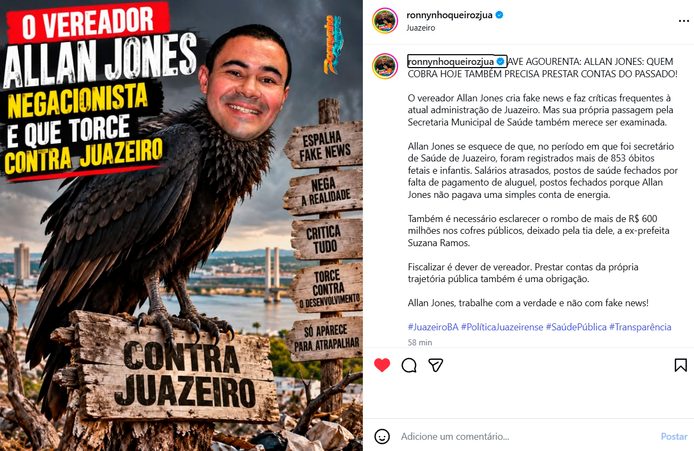 Ronnynho Queiroz chama Allan Jones de “negacionista” e afirma que vereador torce contra Juazeiro